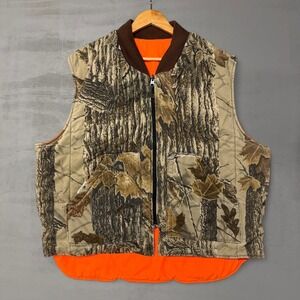 Vintage Walls Blizzard Pruf Hunting Vest Camo Orange Reversible XL